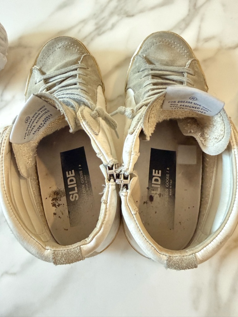 Golden Goose white and gray leather and Suede High-Top Sneakers with White Star - Picture 5 of 6
